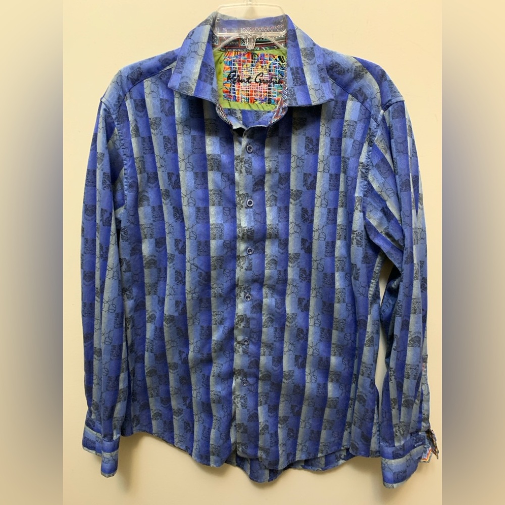 ROBERT GRAHAM Limited Edition  Blue and Black  Patterned Shirt